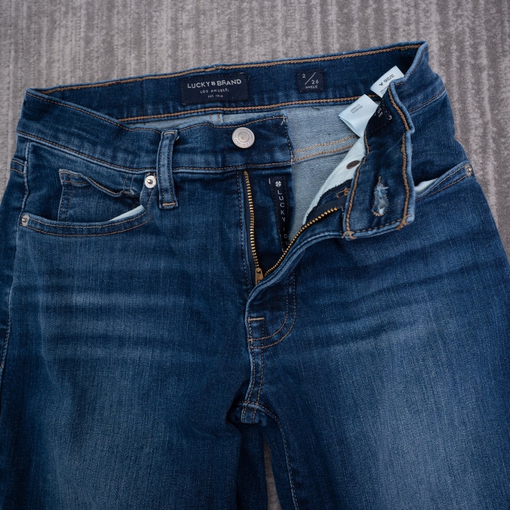 Lucky Brand Ava Skinny Ankle Jeans Womens 2/26 Blue Excellent Mid Rise Stretch - Picture 8 of 12